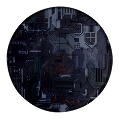 Abstract Tech Computer Motherboard Technology Round Glass Fridge Magnet (4 Pack) by Cemarart