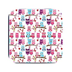 Owl Pattern Square Metal Box (black) by Cemarart