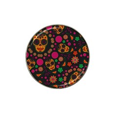 Skull Colorful Floral Flower Head Hat Clip Ball Marker by Cemarart