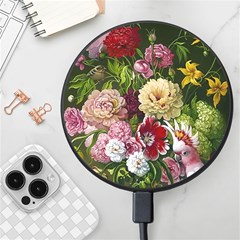 Parrot Painting Flower Art Wireless Fast Charger(black) by Cemarart