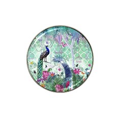 Peacock Parrot Bird Pattern Exotic Summer Green Flower Jungle Paradise Hat Clip Ball Marker by Cemarart