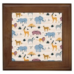 Wild Animals Seamless Pattern Framed Tile by Ndabl3x
