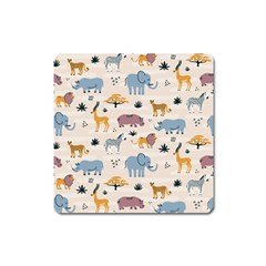 Wild Animals Seamless Pattern Square Magnet by Ndabl3x