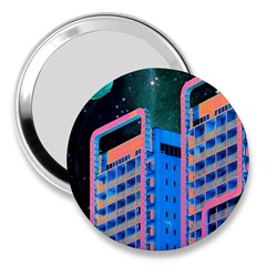 Fantasy City Architecture Building Cityscape 3  Handbag Mirrors by Cemarart