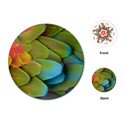 Parrot Feathers Texture Feathers Backgrounds Playing Cards Single Design (round) by nateshop