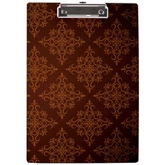 Brown Floral Pattern Floral Vintage Pattern, Brown Vintage A4 Acrylic Clipboard by nateshop