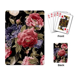 Retro Texture With Flowers, Black Background With Flowers Playing Cards Single Design (rectangle) by nateshop
