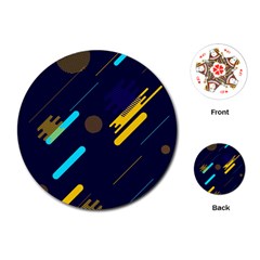 Blue Background Geometric Abstrac Playing Cards Single Design (round) by nateshop
