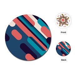 Blue Geometric Background, Abstract Lines Background Playing Cards Single Design (round) by nateshop