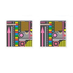 Pattern Geometric Abstract Colorful Arrows Lines Circles Triangles Cufflinks (square) by Grandong