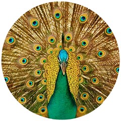 Peacock Feather Bird Peafowl Wooden Puzzle Round by Cemarart