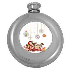 Merry Christmas  Round Hip Flask (5 Oz) by bego