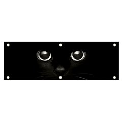 Black Cat Face Banner And Sign 6  X 2  by Cemarart