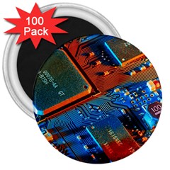 Gray Circuit Board Electronics Electronic Components Microprocessor 3  Magnets (100 Pack) by Cemarart
