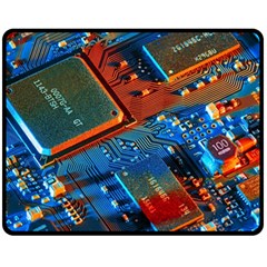 Gray Circuit Board Electronics Electronic Components Microprocessor Fleece Blanket (medium) by Cemarart