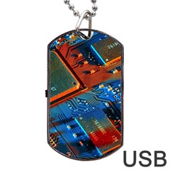 Gray Circuit Board Electronics Electronic Components Microprocessor Dog Tag Usb Flash (one Side) by Cemarart