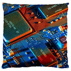 Gray Circuit Board Electronics Electronic Components Microprocessor Large Cushion Case (two Sides) by Cemarart