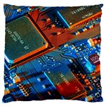 Gray Circuit Board Electronics Electronic Components Microprocessor Large Cushion Case (Two Sides) Back