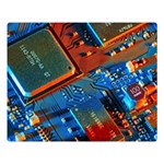 Gray Circuit Board Electronics Electronic Components Microprocessor Two Sides Premium Plush Fleece Blanket (Large) Blanket Back
