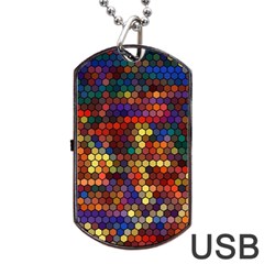 Hexagon Honeycomb Pattern Design Dog Tag Usb Flash (two Sides) by Ndabl3x