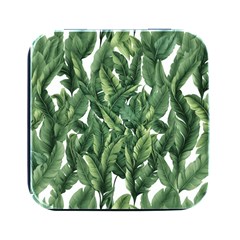Green Banana Leaves Square Metal Box (black) by goljakoff