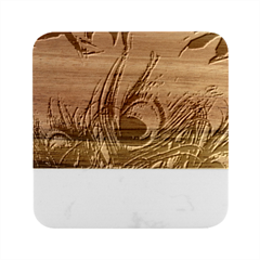 City Light Sky Landmark Painting Marble Wood Coaster (square) by Cemarart