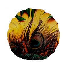 Sunset Illustration Water Night Sun Landscape Grass Clouds Painting Digital Art Drawing Standard 15  Premium Round Cushions by Cemarart