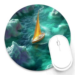 Dolphins Sea Ocean Round Mousepad by Cemarart