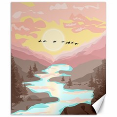 Mountain Birds River Sunset Nature Canvas 8  X 10  by Cemarart