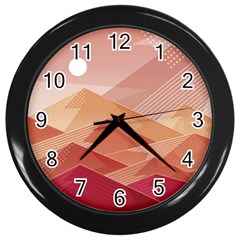 Mountains Sunset Landscape Nature Wall Clock (black) by Cemarart