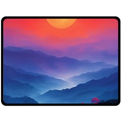 Valley Night Mountains Fleece Blanket (large) by Cemarart