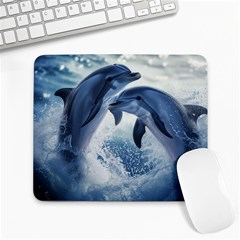 Dolphins Sea Ocean Water Large Mousepad by Cemarart