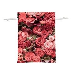 Pink Roses Flowers Love Nature Lightweight Drawstring Pouch (l) by Grandong