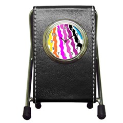 Warp Liquid Multicolor Kids Pen Holder Desk Clock by Cemarart