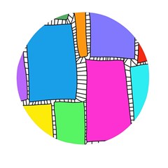 Shapes Texture Colorful Cartoon Mini Round Pill Box by Cemarart