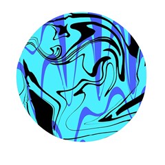 Mint Background Swirl Blue Black Mini Round Pill Box (pack Of 3) by Cemarart