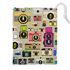 Retro Camera Pattern Graph Drawstring Pouch (5xl) by Bedest