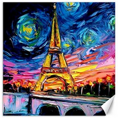 Eiffel Tower Starry Night Print Van Gogh Canvas 16  X 16  by Maspions