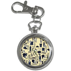 Elegant Hairdresser Pattern Cream Key Chain Watches by TetiBright