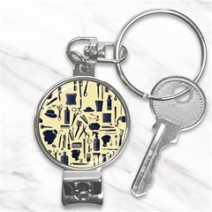 Elegant Hairdresser Pattern Cream Nail Clippers Key Chain by TetiBright