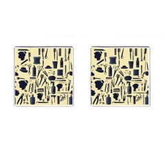 Elegant Hairdresser Pattern Cream Cufflinks (square) by TetiBright