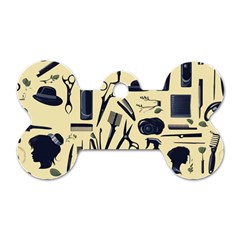 Elegant Hairdresser Pattern Cream Dog Tag Bone (one Side) by TetiBright