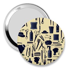 Elegant Hairdresser Pattern Cream 3  Handbag Mirrors by TetiBright