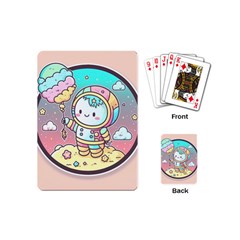 Boy Astronaut Cotton Candy Childhood Fantasy Tale Literature Planet Universe Kawaii Nature Cute Clou Playing Cards Single Design (mini) by Maspions