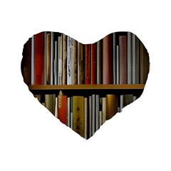 Book Nook Books Bookshelves Comfortable Cozy Literature Library Study Reading Reader Reading Nook Ro Standard 16  Premium Flano Heart Shape Cushions by Maspions