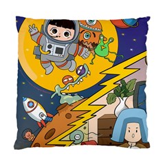 Astronaut Moon Monsters Spaceship Universe Space Cosmos Standard Cushion Case (one Side) by Maspions