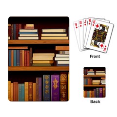 Book Nook Books Bookshelves Comfortable Cozy Literature Library Study Reading Room Fiction Entertain Playing Cards Single Design (rectangle) by Maspions