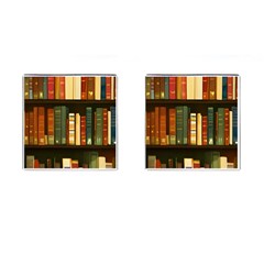 Books Bookshelves Library Fantasy Apothecary Book Nook Literature Study Cufflinks (square) by Grandong