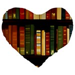 Books Bookshelves Library Fantasy Apothecary Book Nook Literature Study Large 19  Premium Flano Heart Shape Cushions Front
