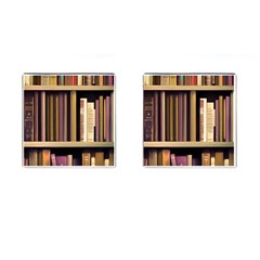 Books Bookshelves Office Fantasy Background Artwork Book Cover Apothecary Book Nook Literature Libra Cufflinks (square) by Grandong